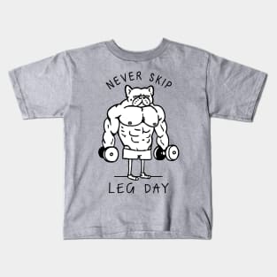 Never Skip Leg Day Frenchie Kids T-Shirt